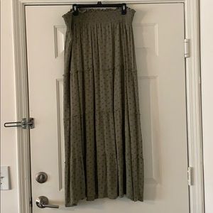 Plus Size Olive Green Maxi Skirt
